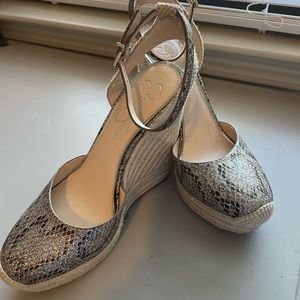 Jessica Simpson Espadrilles heel with snakeskin detail.